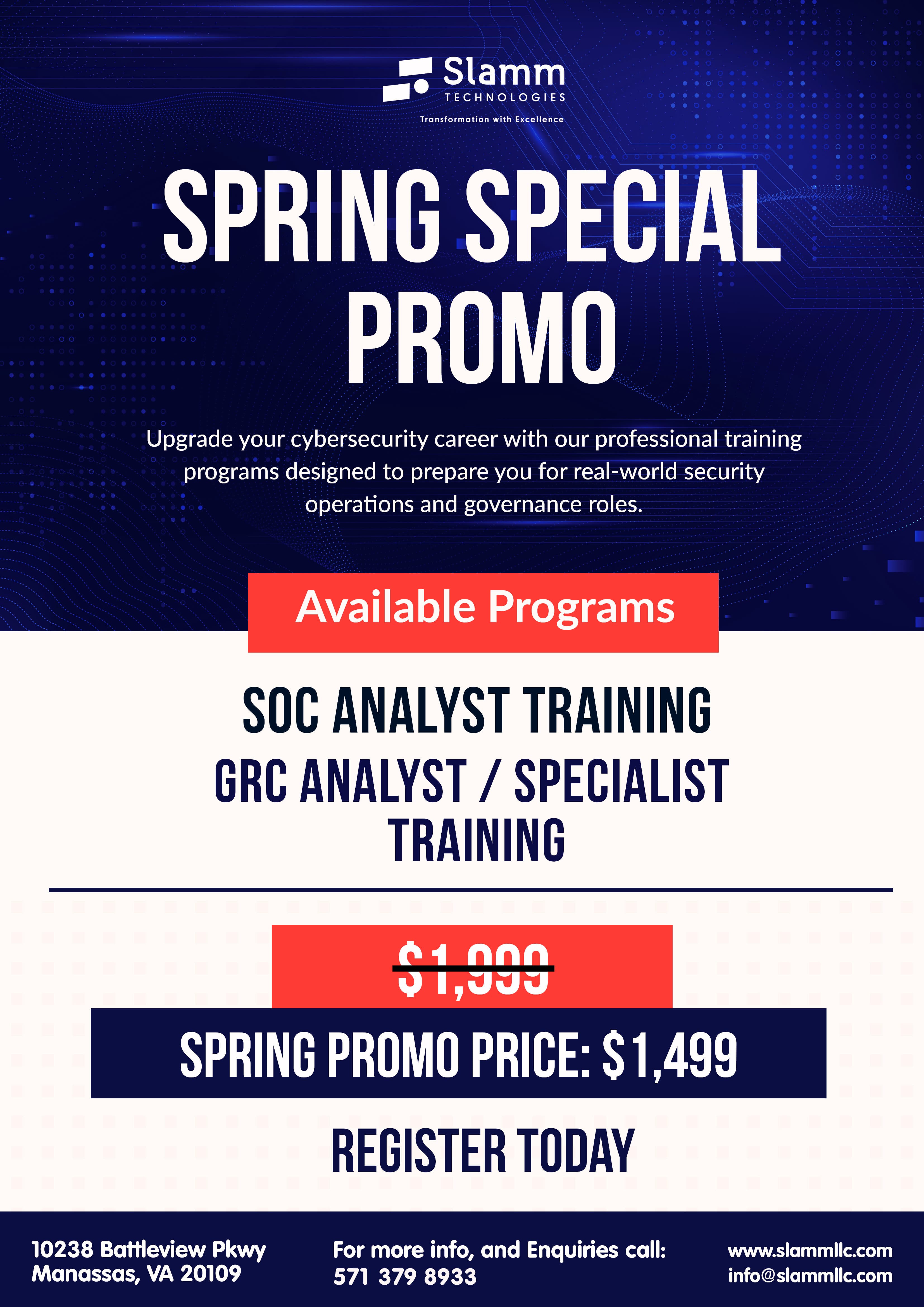 Spring Special Promo - $1,499 Training Programs